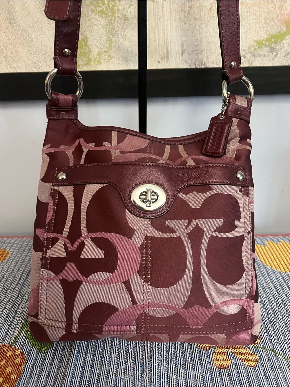 COACH Penelope Optic signature Hippie 2011 Plum Shoulder/Crossbody Bag - Picture 1 of 11